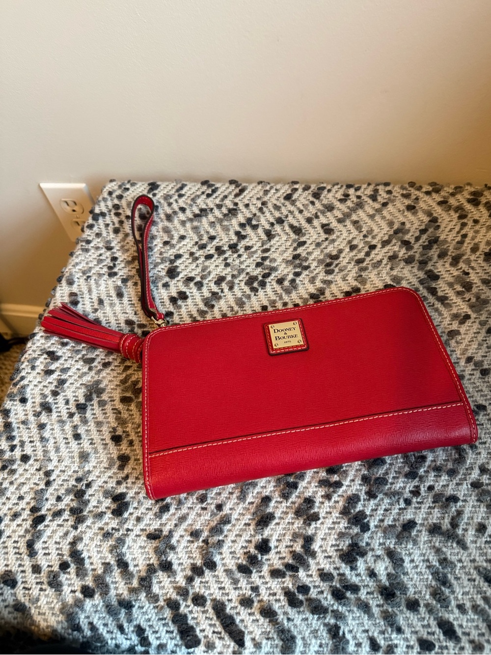 NWT Dooney & Bourke Red Leather Wristlet with Tassel